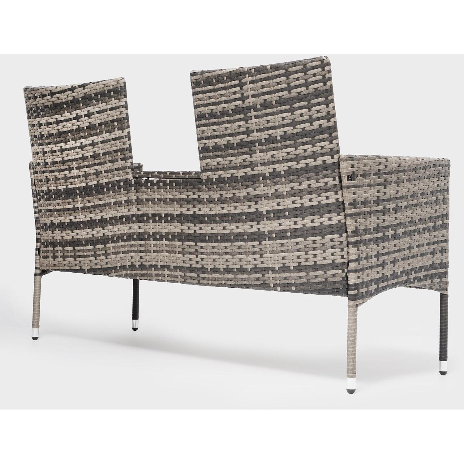 2 Seater Garden Loveseat Bench With Table - Grey