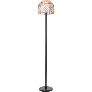 Solar Powered Outdoor Floor Lamp with Rattan Shade