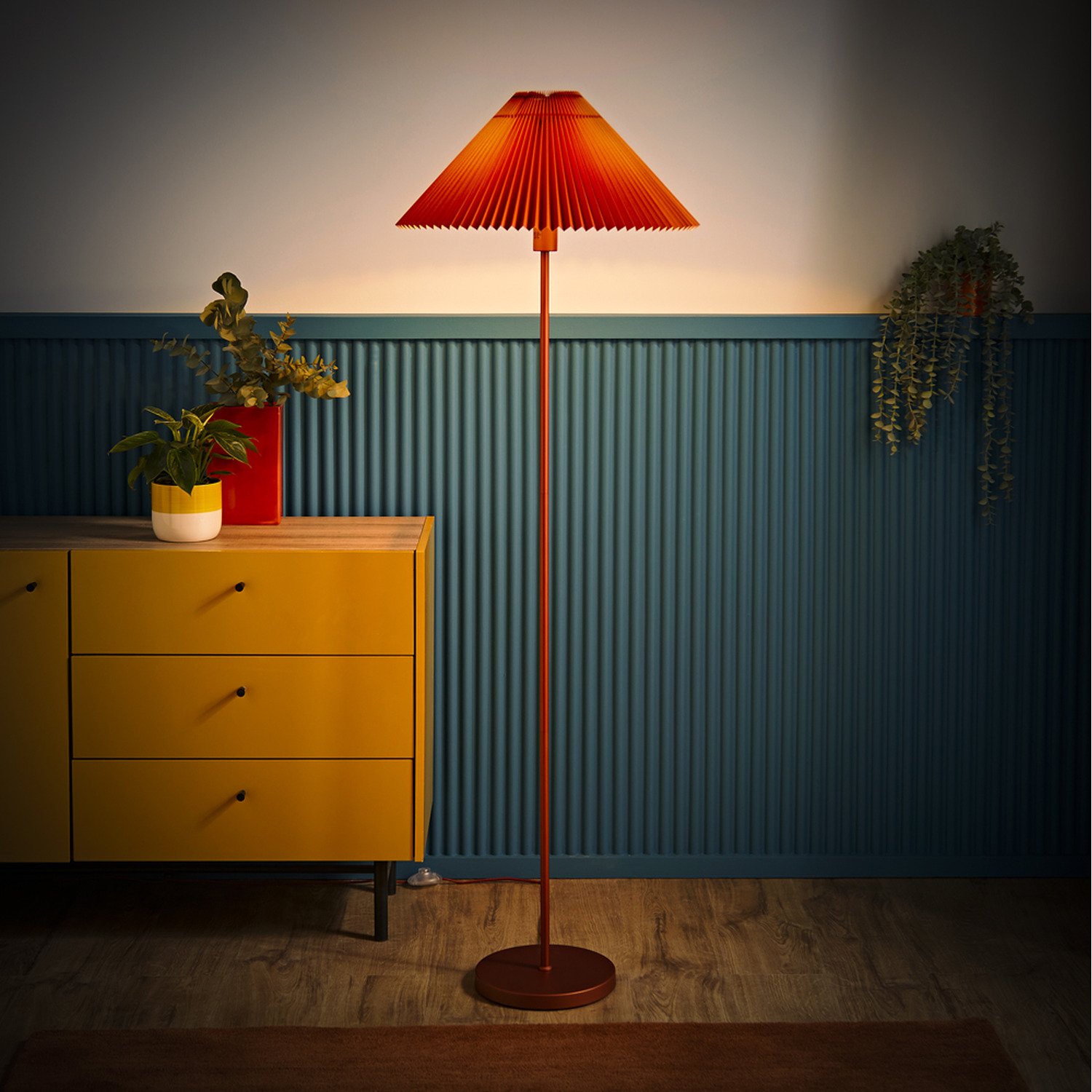 Image of Akira Fabric Pleated Shade Floor Lamp&hellip;