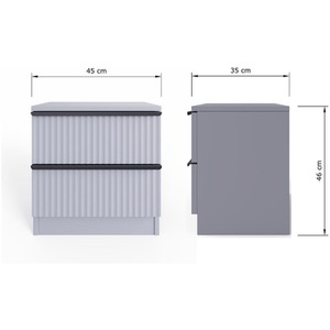 FWStyle Lania Dark Grey Bedside Chest Of Drawers Ripple Effect