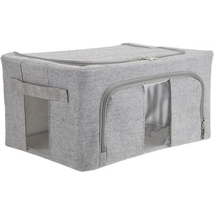100L Baskets Fabric Storage Box with Metal Frame and Windows