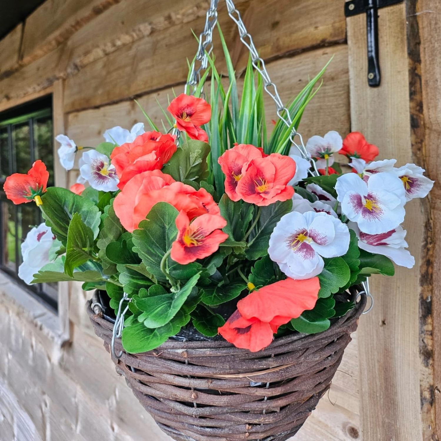 Best Artificial Pansy Hanging Basket - Red