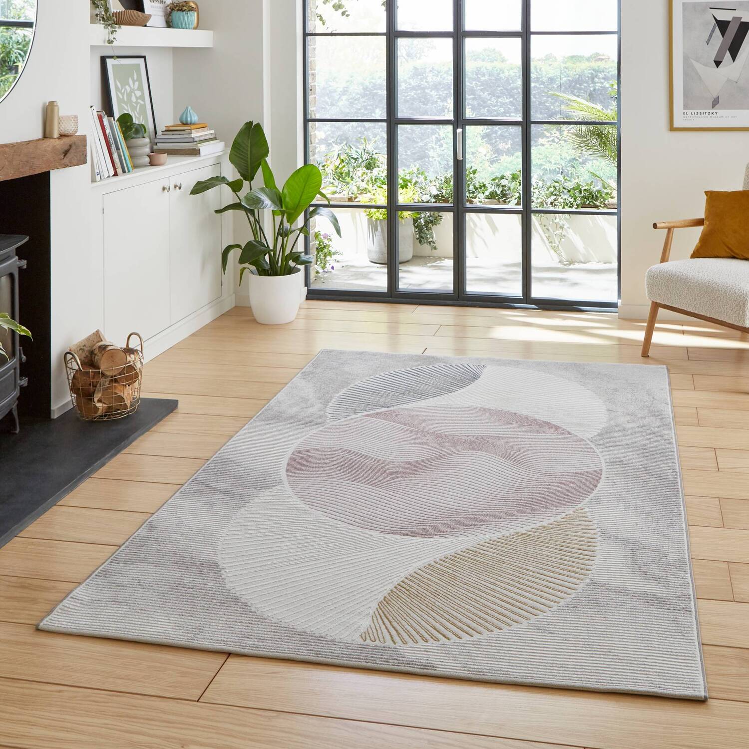 Pink and Blue Stunning Abstract Rug