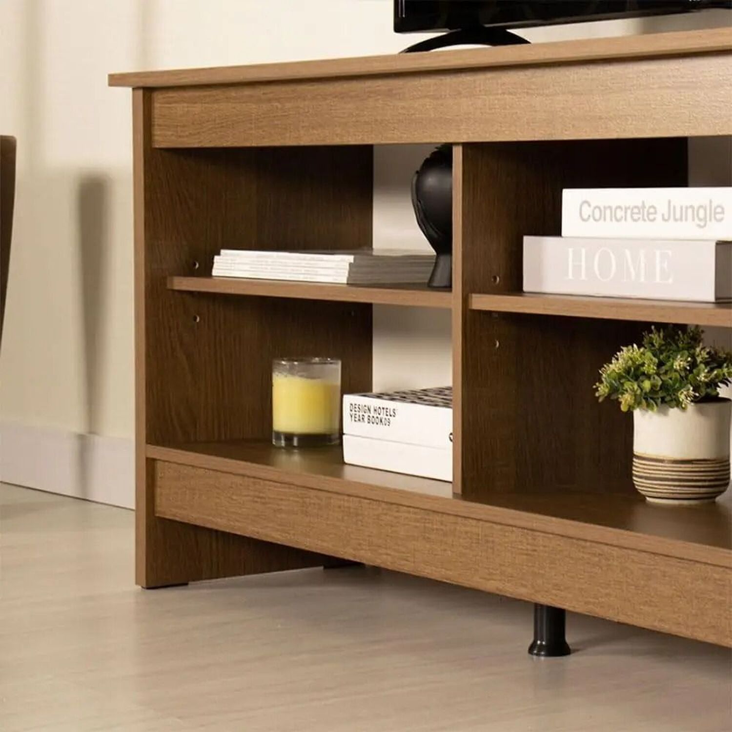 180cm Console Tv Stand Entertainment Center With 6 Shelves 65 To 75 Inch - Brown