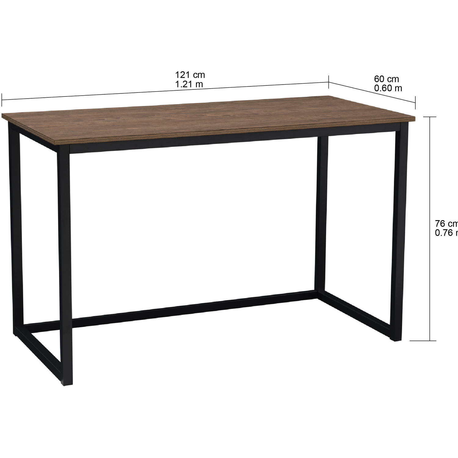 Modern Study Desk With Metal Frame - Brown