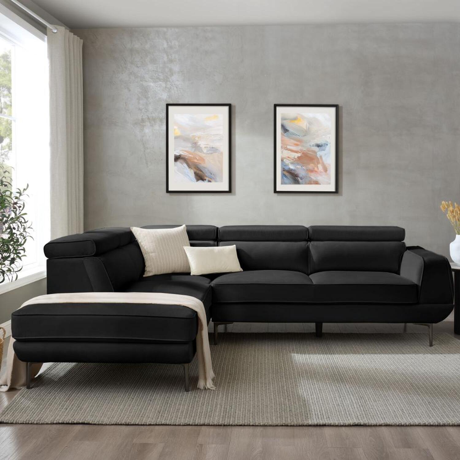 Mario Corner Sofa - Black Velvet
