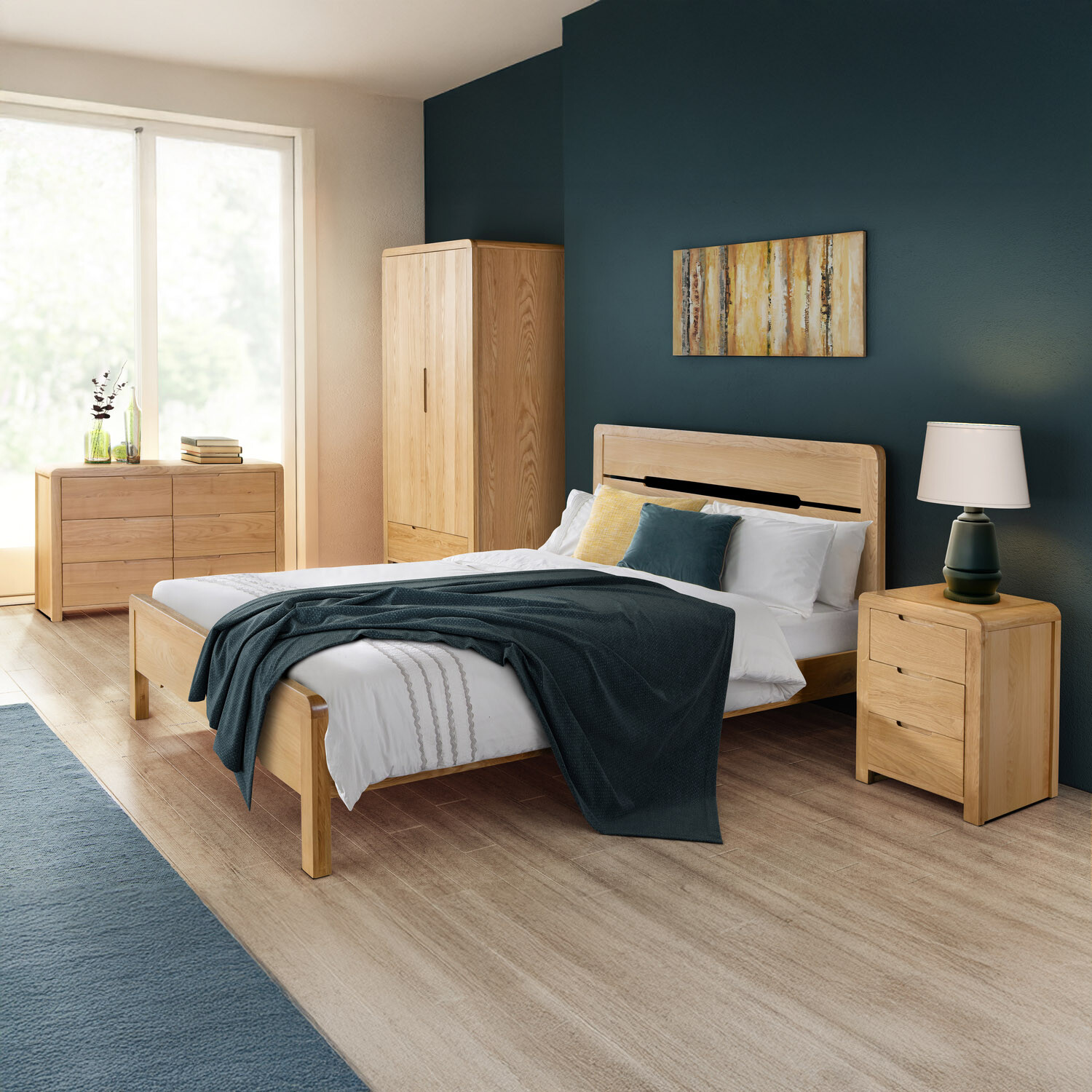 Julian Bowen Curve Double Oak Bed - 135cm - Solid Wood Slatted Base - Image 5