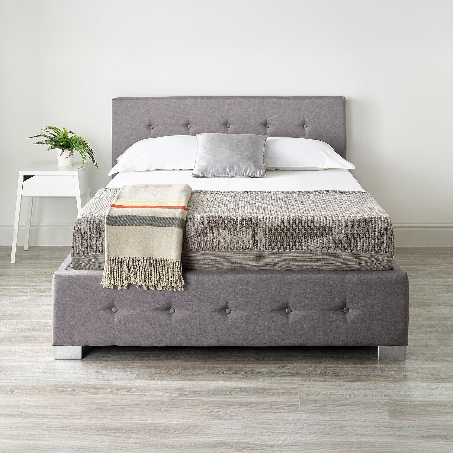 Aspire End Lift Ottoman Storage Bed - Grey Linen Fabric / Small Double