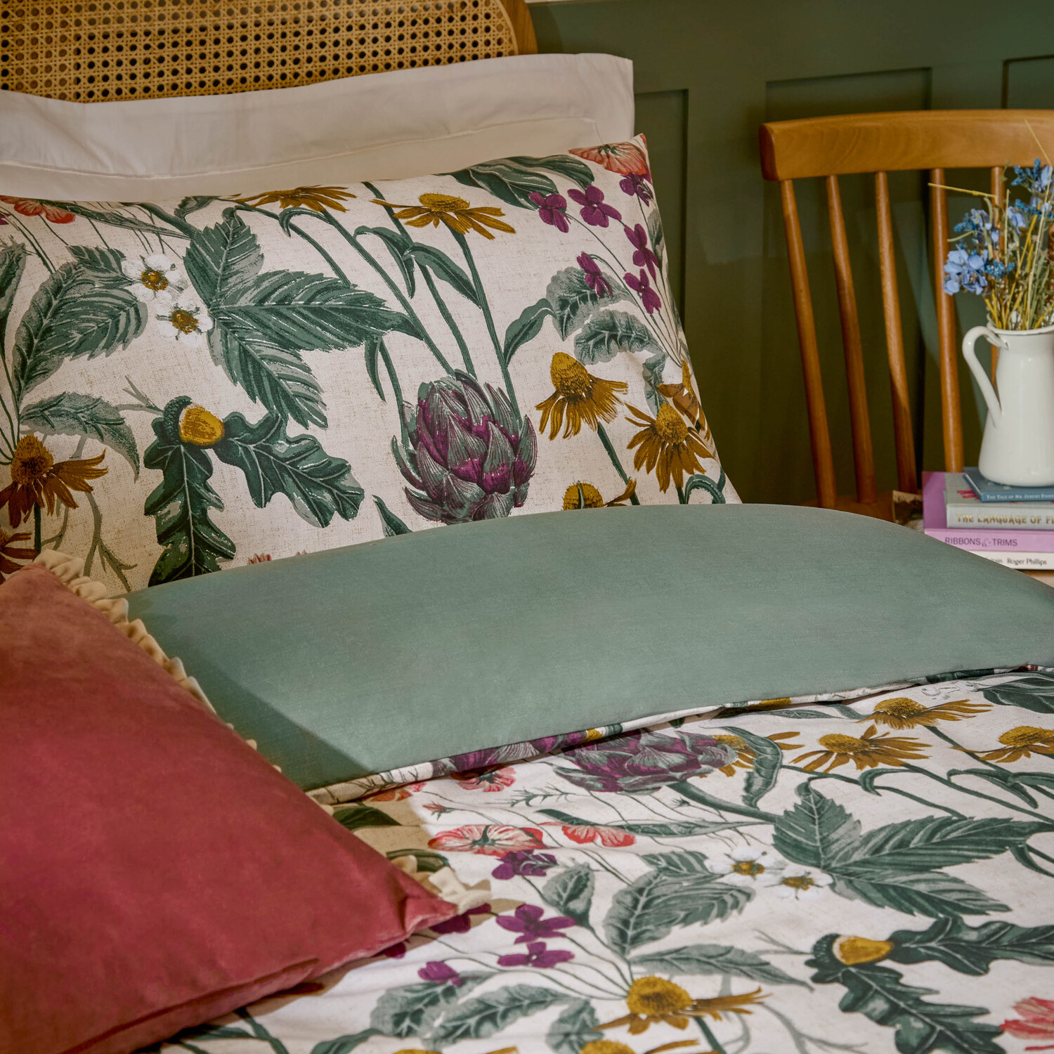 Florapedia Printed Floral Duvet Cover Set - Oatmeal Double