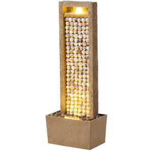 Outdoor Garden Tall Water Fountain with LED Lights, Seashells Design, Brown