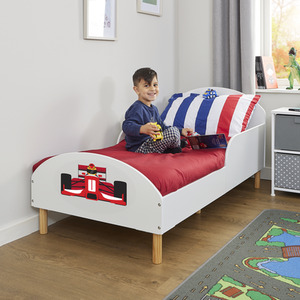Kids White Toddler Bed - Formula 1