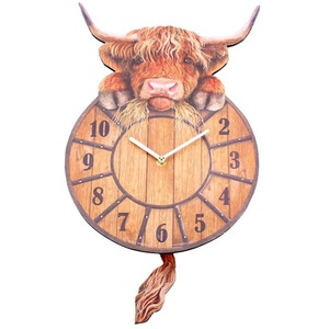 Highland Tickin' Cow Pendulum Wall Clock