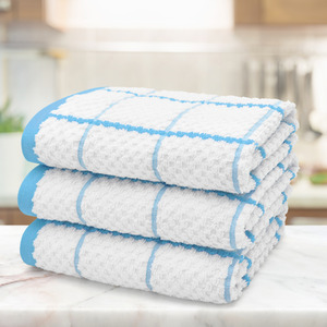 Blue Set of 3 Checkered Tea Towels shot 10279126