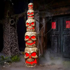 Home Accents 8ft Giant Halloween Skull Stack with LEDs