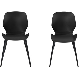 Black Pair of Carnaby Kitchen Dining Chairs Plastic Seat With Metal Legs shot 10472693