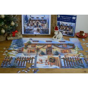 Dogs in a Christmas Cottage Garden 1000 Piece Jigsaw Puzzle