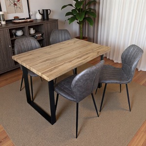 Colorado Dining Table with 4 Jaydn Leather Chairs