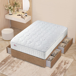 Plush Velvet Divan Bed with Memory Foam Pocket Spring Mattress