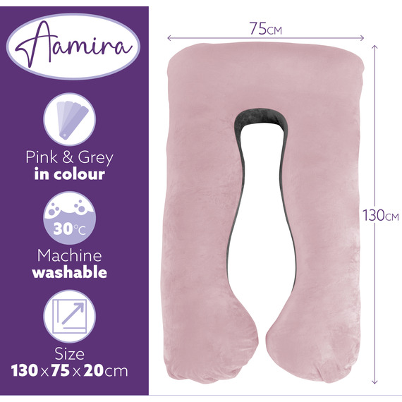 Aamira Dark Grey U-Shaped Pregnancy Pillow Memory Foam Full Body