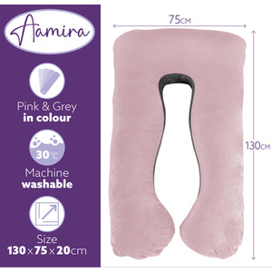 Aamira Dark Grey U-Shaped Pregnancy Pillow Memory Foam Full Body