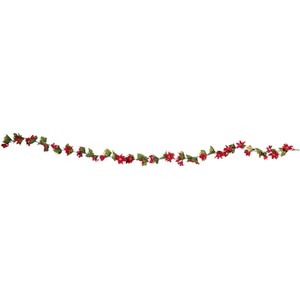 Red Poinsettia Berry Garland