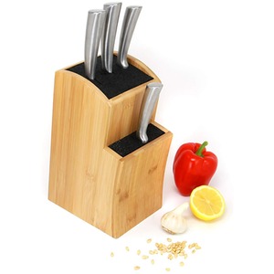 Universal 2-Tier Bamboo Knife Block