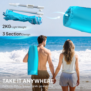 Blue Outsunny Beach Umbrella Portable with Sand Anchor shot 11596224