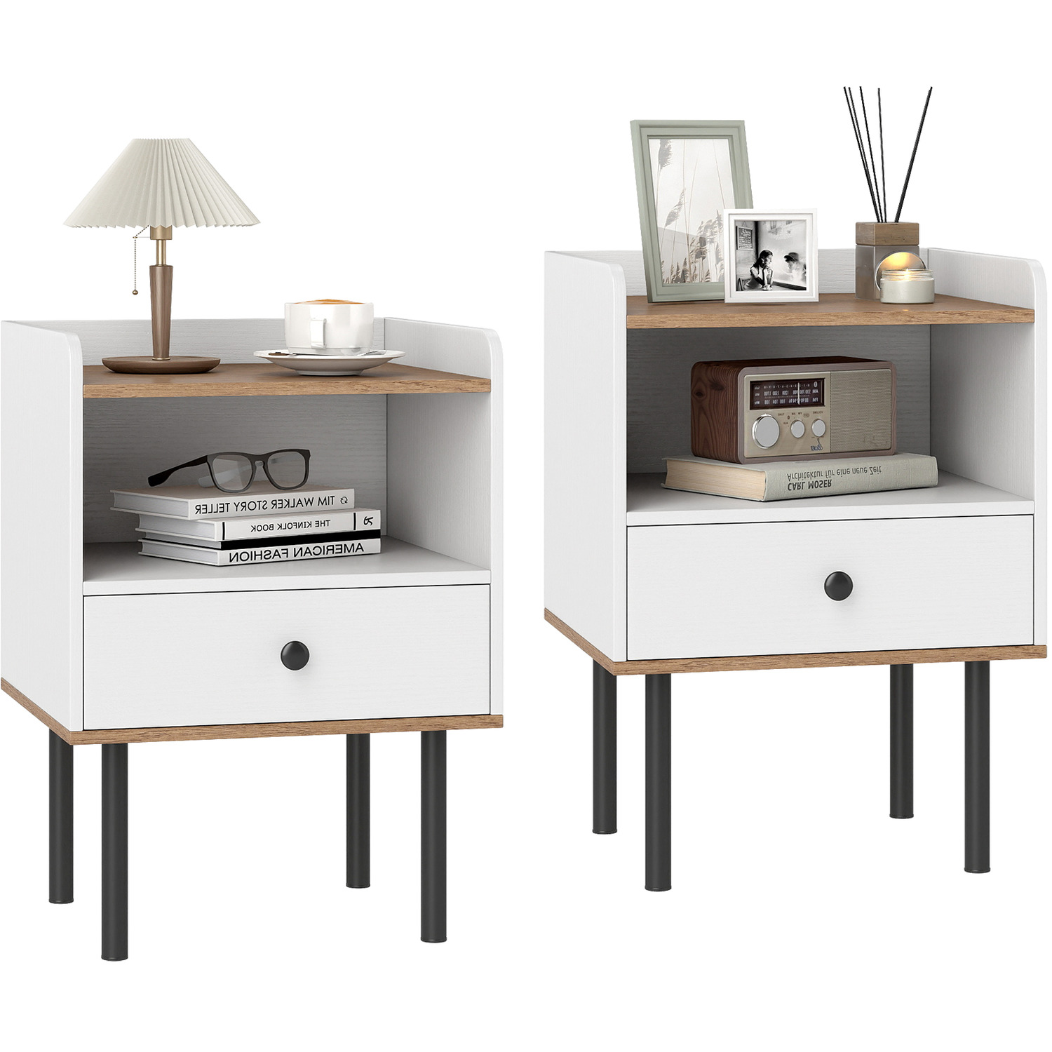 Set Of 2 Sofa Side Table - White