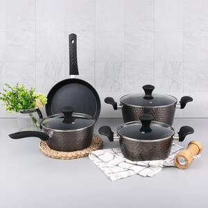 Homiu 7Pcs Titanium Pan Set With Tempered Glass Lids
