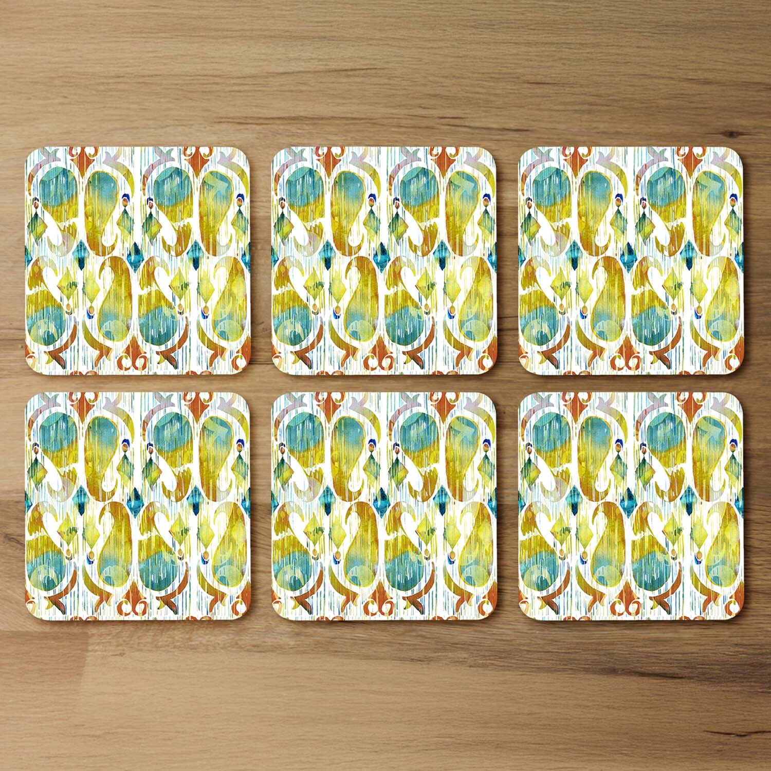 Ikat Vibrant Coaster - Yellow