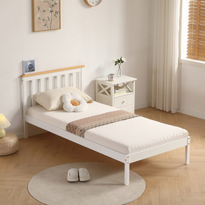 Caramel / Single Low Footend White Wooden Bed Frame shot 11967179
