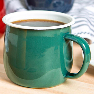 375ml Coloured Enamel Belly Mugs Pack of 12