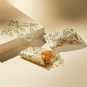 Set of 3 Reusable Vegan Food Wrap Sheets, Organic Cotton