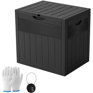 Breeins 126L Waterproof Wood Grain Plastic Storage Box with Padlock