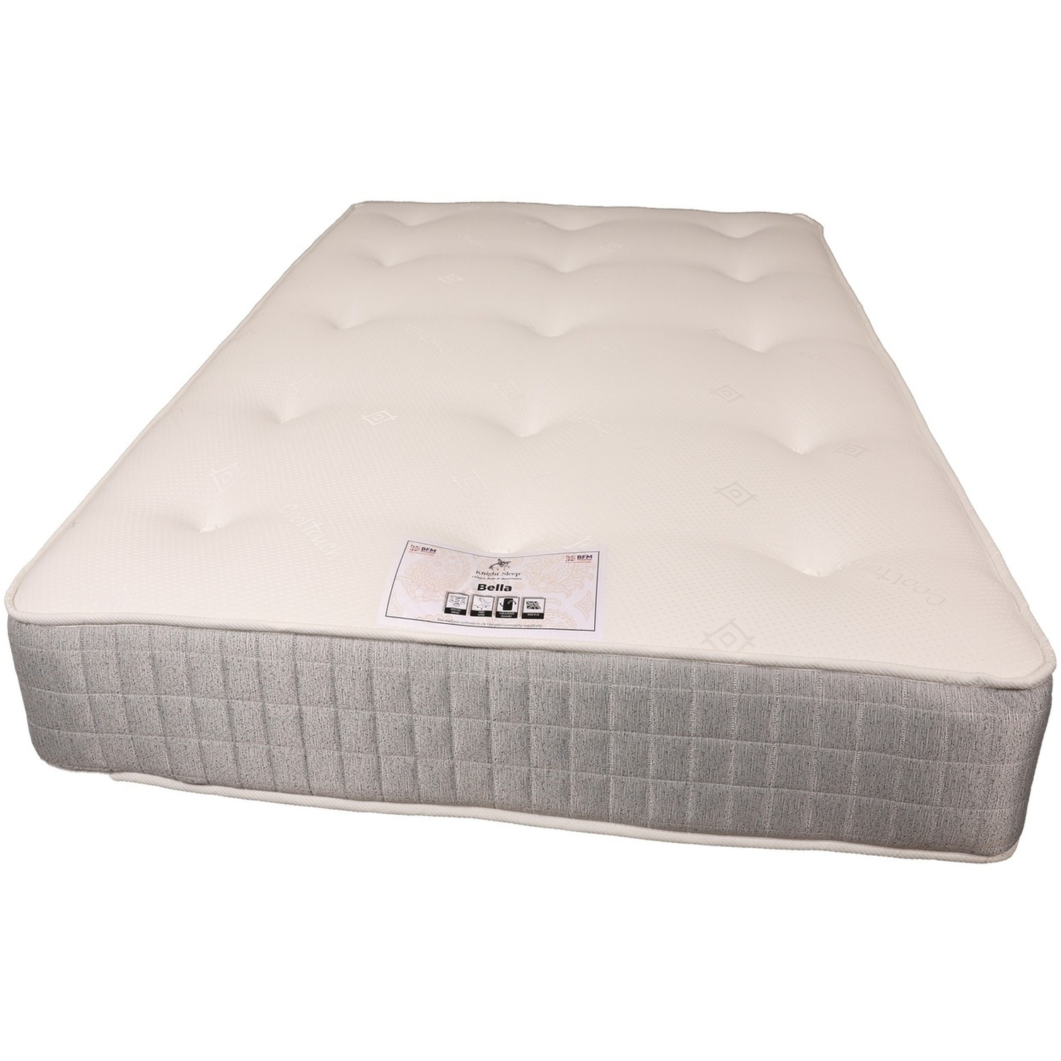 Bella Sprung Tufted Small Single Mattress - White Small Single