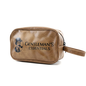 Mens PU Leather Toiletry Wash Bag with Handle