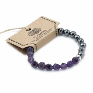 Faceted Amethyst Gemstone Bracelet with Magnetic Closure - Elegant Gift