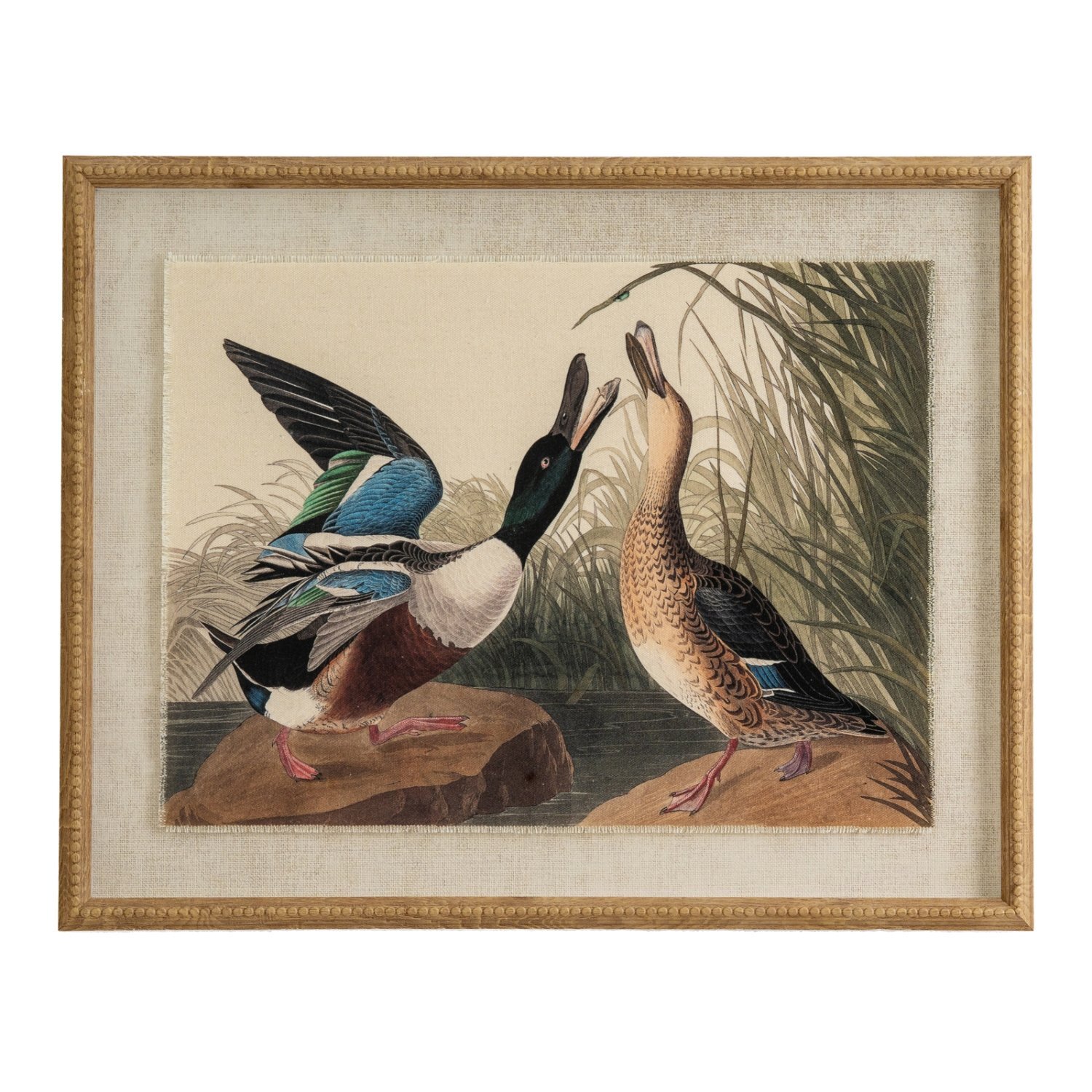 Image of Flora Fauna Mallard on Linen with&hellip;