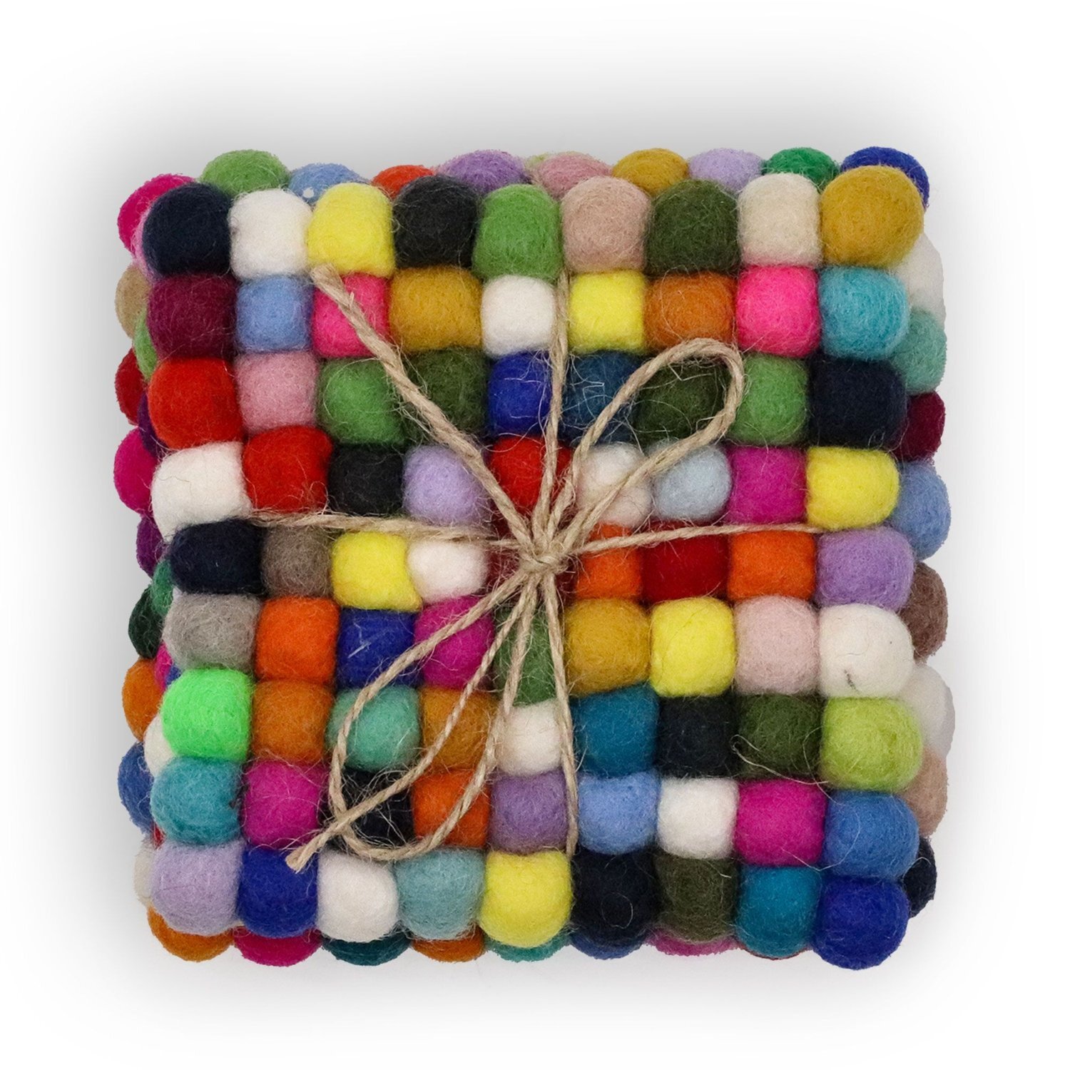 Image of Multi Grey Felt Ball Square Coasters&hellip;