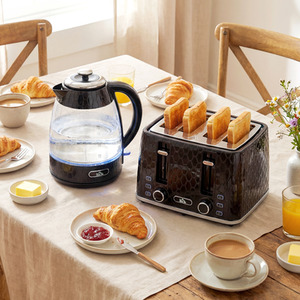 HOMCOM Kettle and Toaster Set with Strix Thermostat Crumb Tray