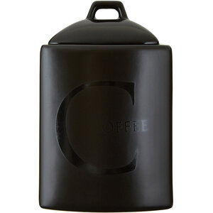 Black Text Stoneware Coffee Canister