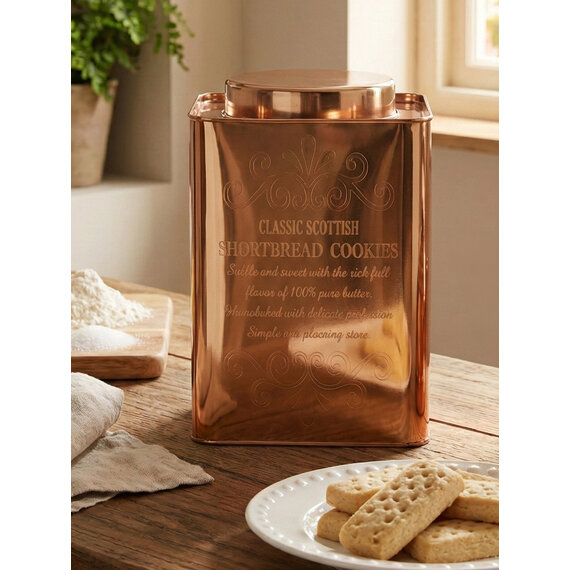 Chai Square Copper Finish Cookies Canister