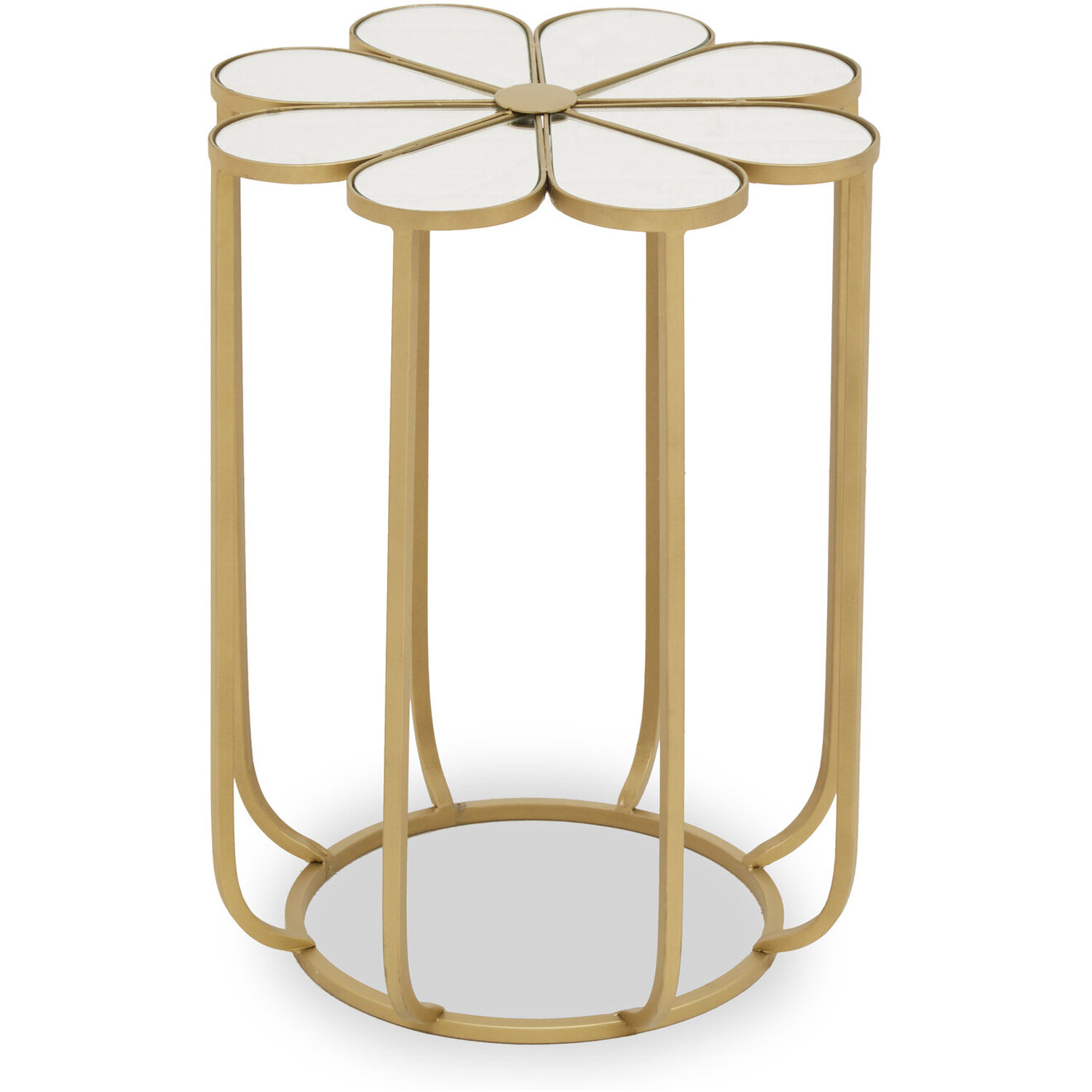 Rabia Petal Side Table With Mirrored Top - White