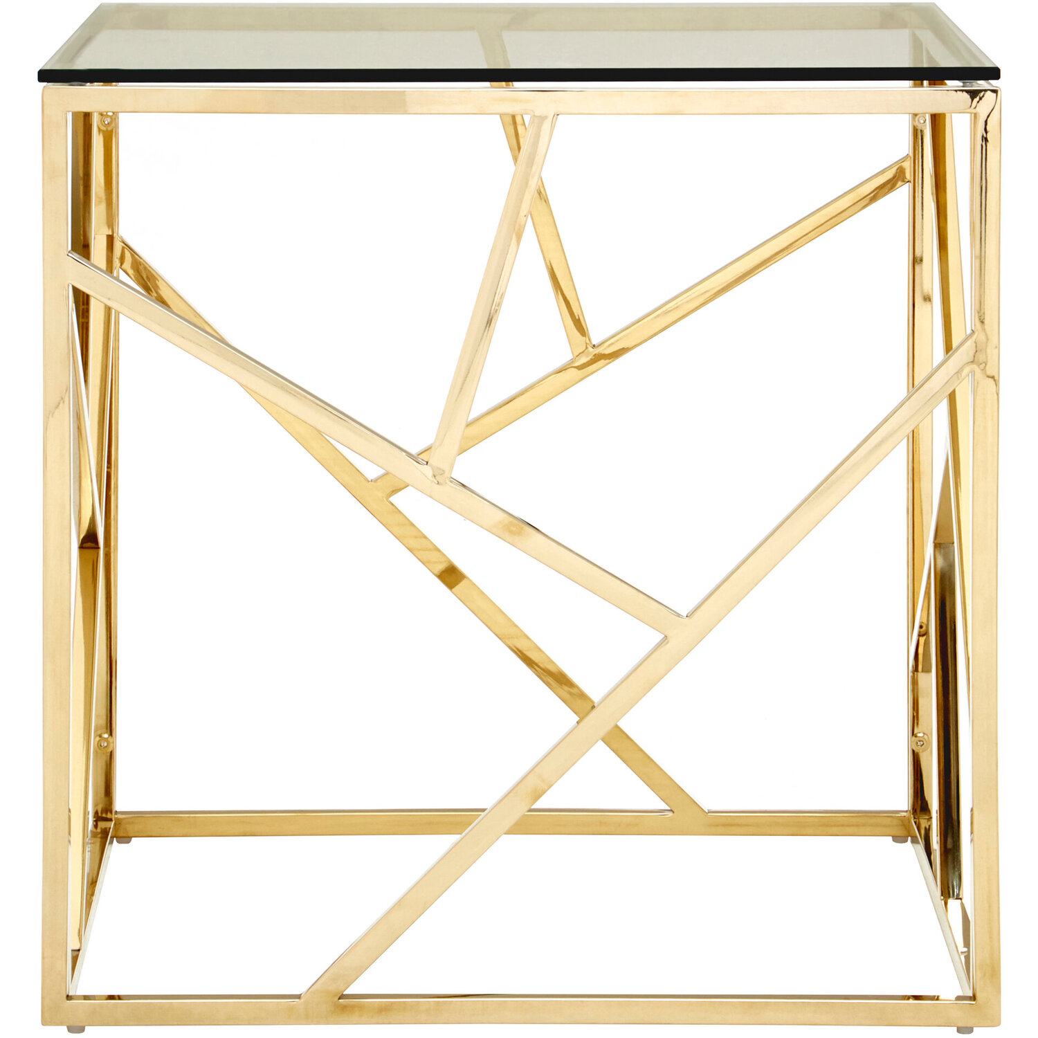 Allure Champagne Gold Geometric End Table - Gold
