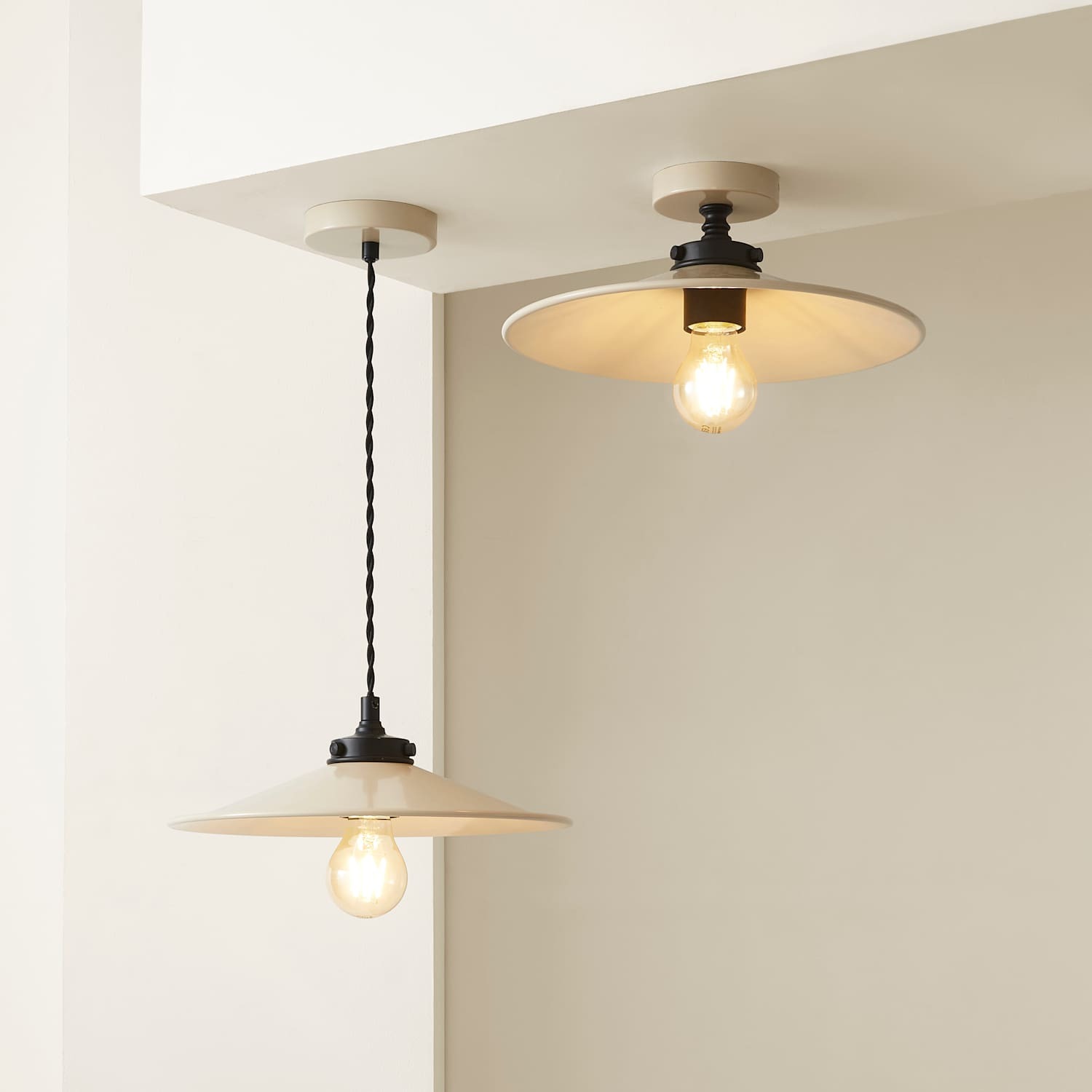 ValueLights Pendant Light - Cream - Rolled Edge Tapered - 12 Inch - Image 3