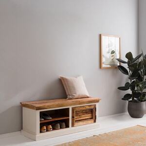 Alington Solid Mango Wood Shoe Storage Bench Natural