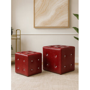 Carla Crocodile Leather Effect Red Stools