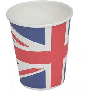50-Pcs Union Jack Bandera Disposable Paper Cups 250ml - Multicoloured - Set of 50