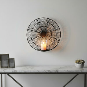 Enzo Black Wire Wall Sconce Candle Holder