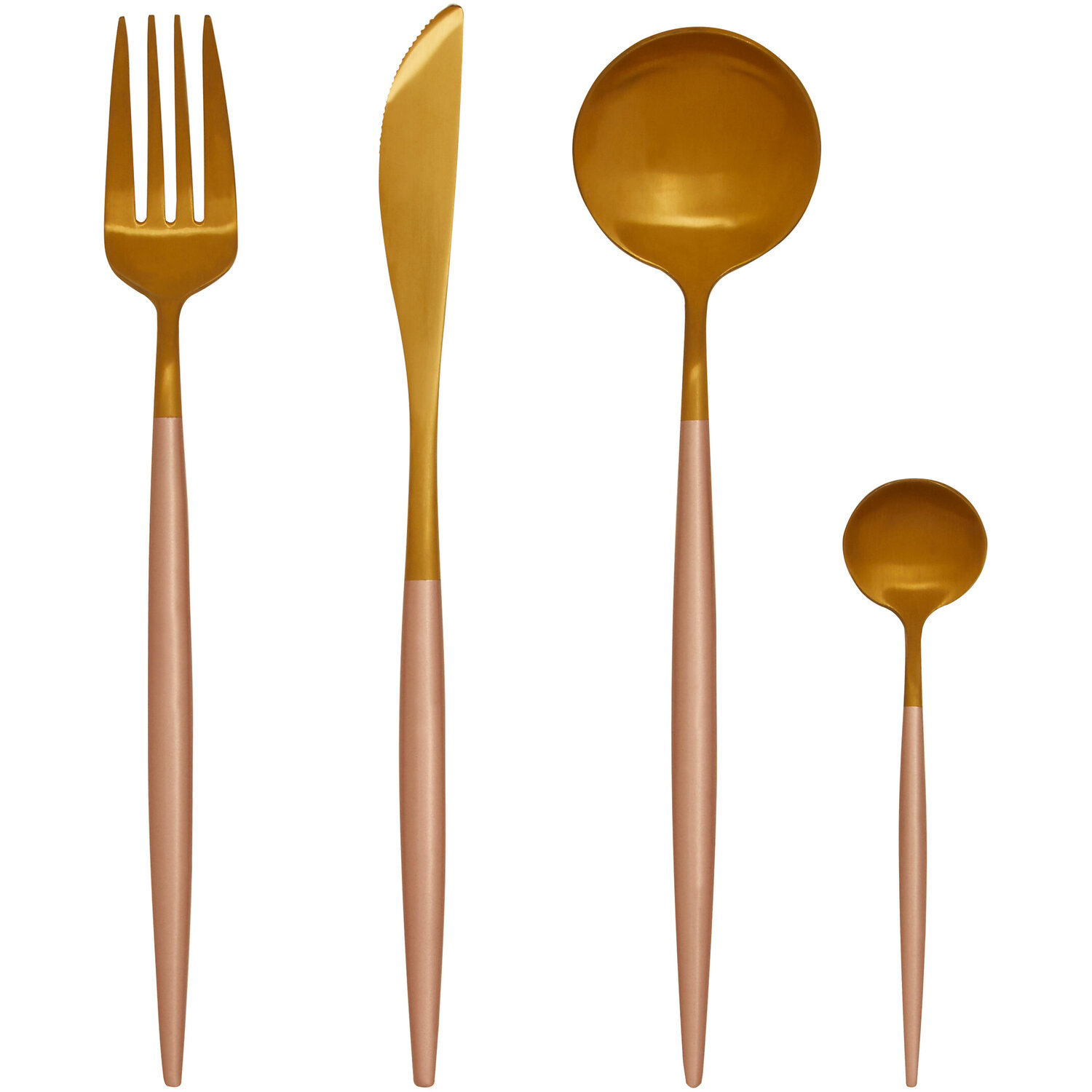 Avie 16 Piece Pink And Gold Finish Cutlery Set - Gold